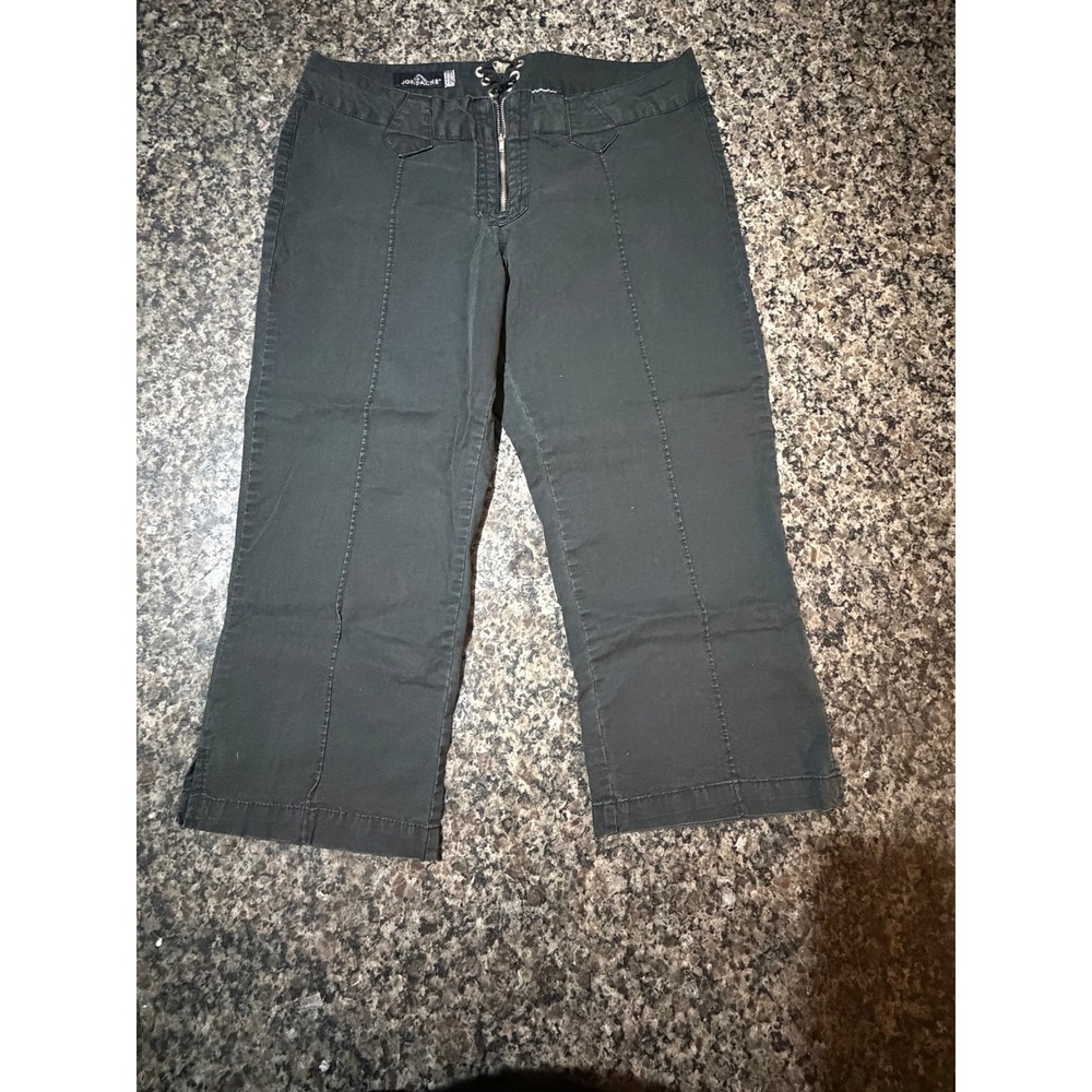 Jordache Womens Low Rise Stretch Capri Pants Grey Lace‎ Up Back Cropped Y2K 30W